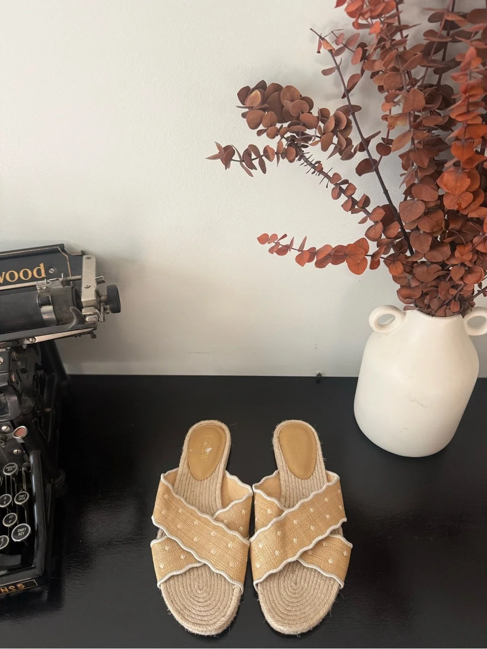 J. Crew Mustard Scallop Espadrille Slide Mules